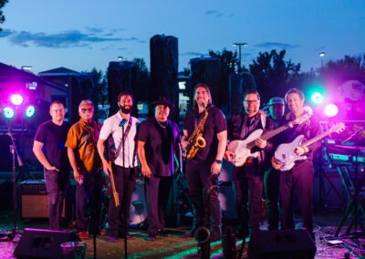 The seven-piece Órale Band performing on stage live at Maddies in Boise, Idaho