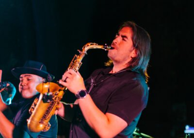 Josh playing saxophone with Órale Band live at Maddies in Boise, Idaho