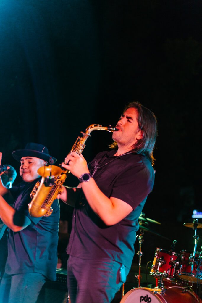 Josh playing saxophone with Órale Band live at Maddies in Boise, Idaho